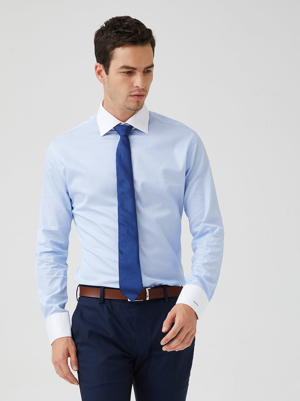 100s Ligh Blue Pinstrip