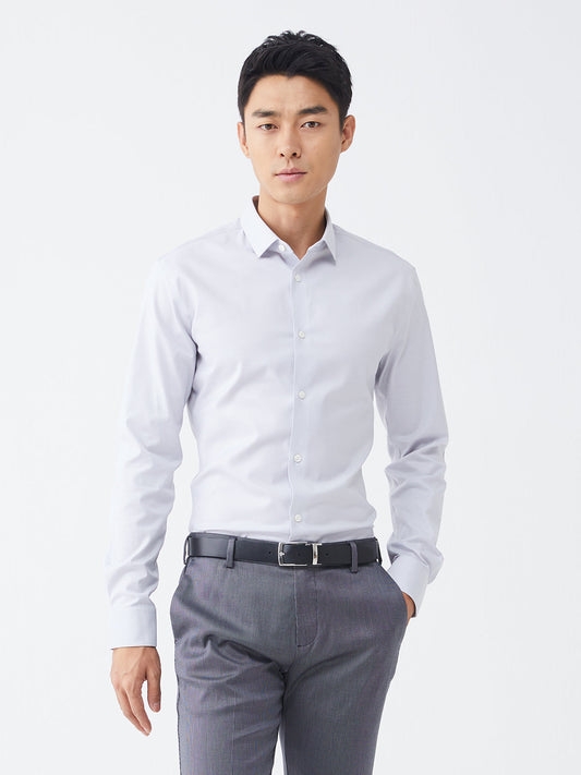 100s Light Grey Spandex Twill