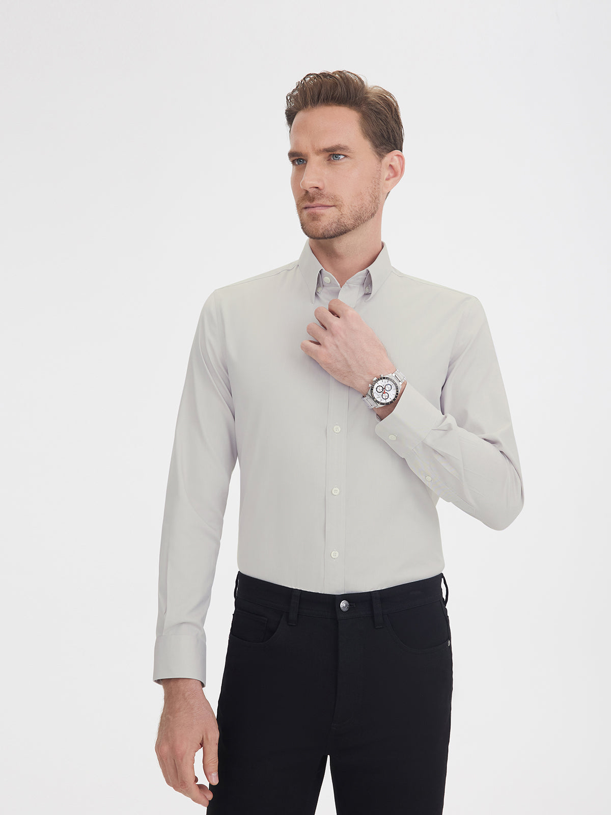 Grey Pinpoint Oxford
