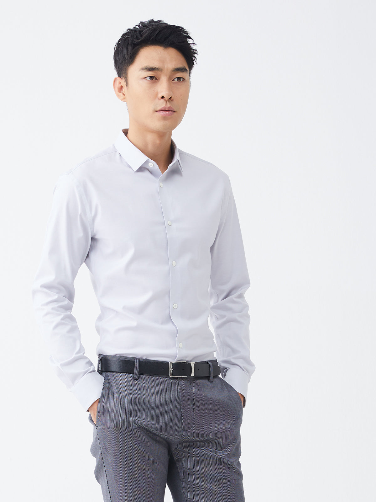 100s Light Grey Spandex Twill