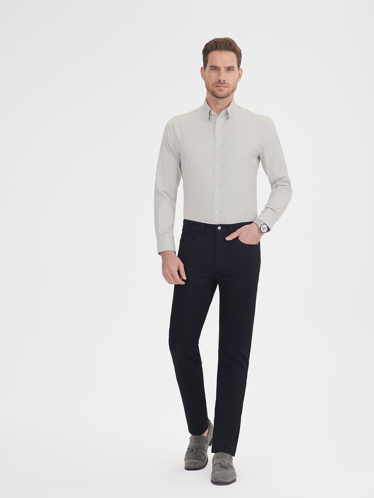 Grey Pinpoint Oxford