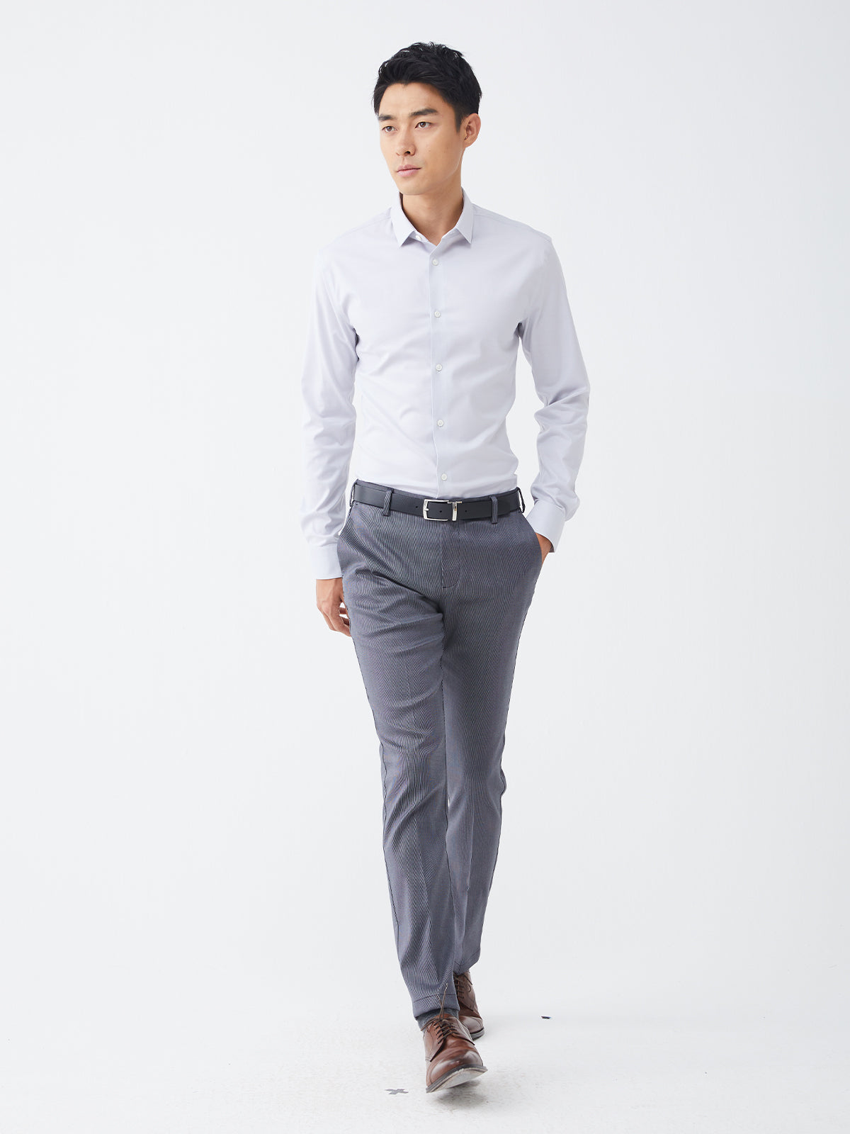 100s Light Grey Spandex Twill